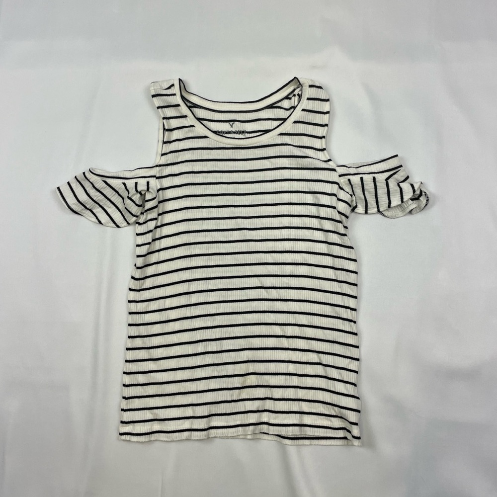 Soft & Sexy American Eagle Drop Sleeve Black & White Striped